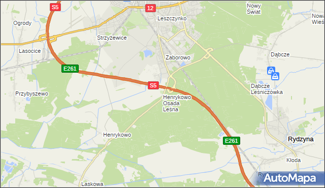 mapa Henrykowo Osada Leśna, Henrykowo Osada Leśna na mapie Targeo