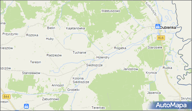 mapa Holendry gmina Dubienka, Holendry gmina Dubienka na mapie Targeo