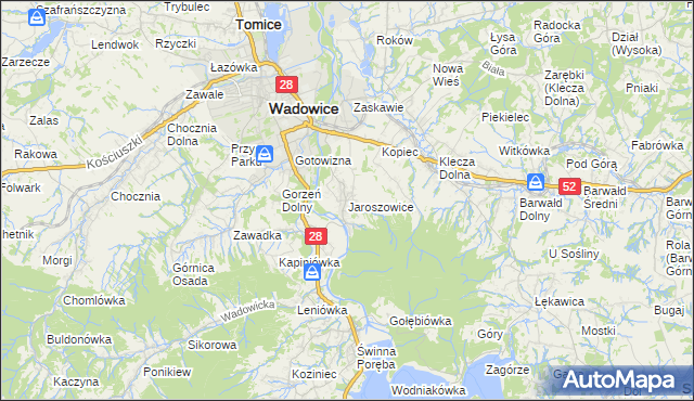 mapa Jaroszowice, Jaroszowice na mapie Targeo