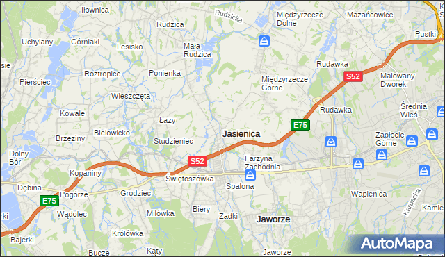 mapa Jasienica powiat bielski, Jasienica powiat bielski na mapie Targeo