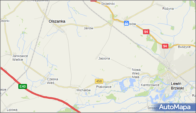 mapa Jasiona gmina Lewin Brzeski, Jasiona gmina Lewin Brzeski na mapie Targeo