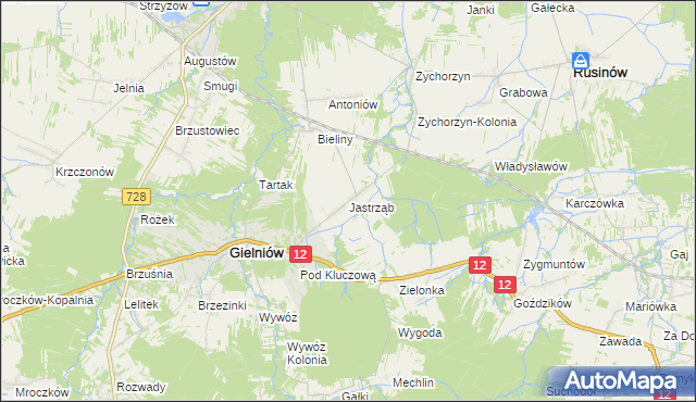 mapa Jastrząb gmina Gielniów, Jastrząb gmina Gielniów na mapie Targeo