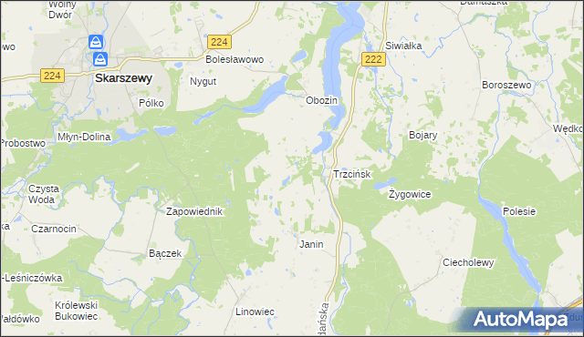 mapa Jastrzębie Skarszewskie, Jastrzębie Skarszewskie na mapie Targeo