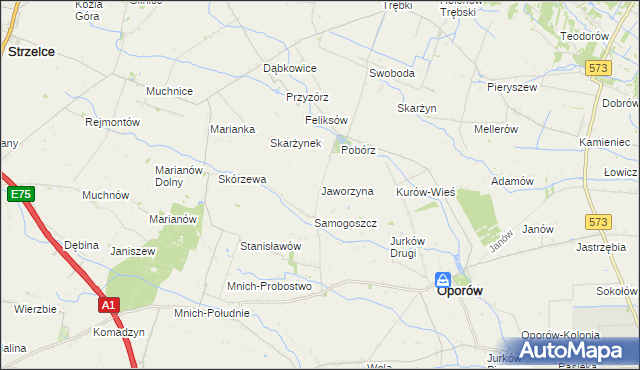 mapa Jaworzyna gmina Oporów, Jaworzyna gmina Oporów na mapie Targeo