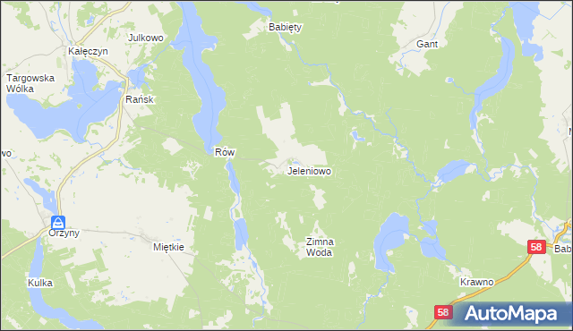 mapa Jeleniowo, Jeleniowo na mapie Targeo