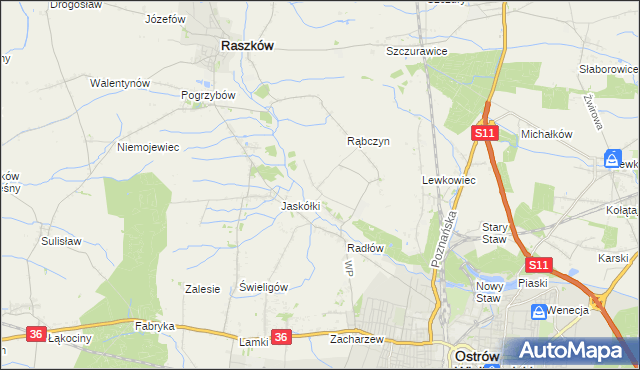mapa Jelitów gmina Raszków, Jelitów gmina Raszków na mapie Targeo