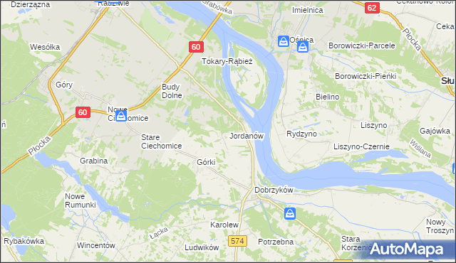 mapa Jordanów gmina Gąbin, Jordanów gmina Gąbin na mapie Targeo