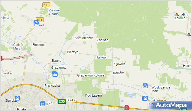 mapa Julków gmina Biała Podlaska, Julków gmina Biała Podlaska na mapie Targeo