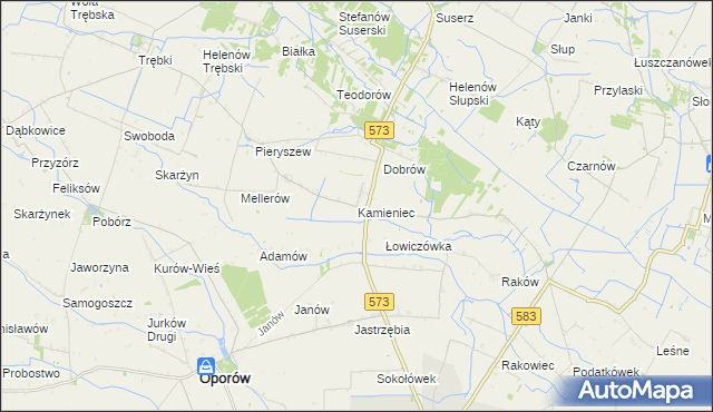 mapa Kamieniec gmina Szczawin Kościelny, Kamieniec gmina Szczawin Kościelny na mapie Targeo