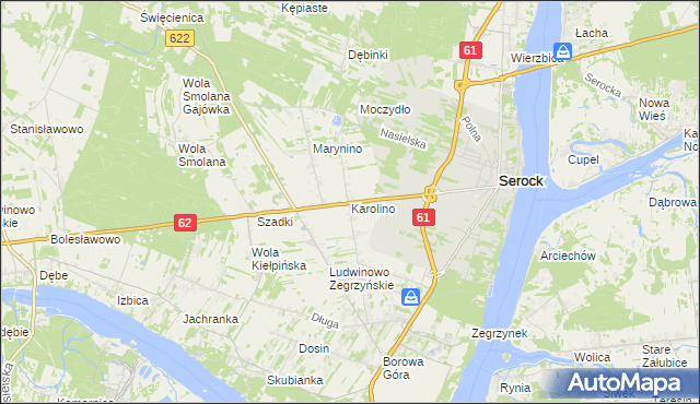 mapa Karolino gmina Serock, Karolino gmina Serock na mapie Targeo