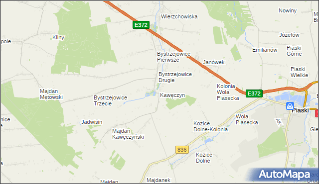 mapa Kawęczyn gmina Piaski, Kawęczyn gmina Piaski na mapie Targeo