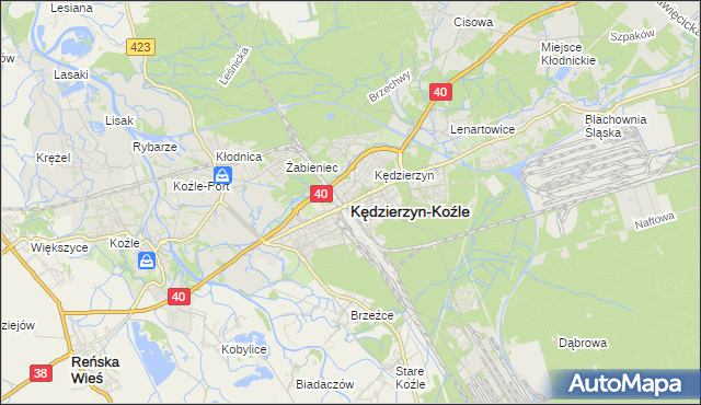 mapa Kędzierzyna-Koźle, Kędzierzyn-Koźle na mapie Targeo