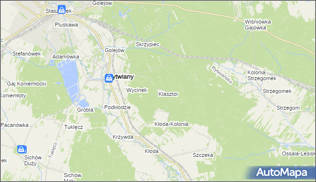 mapa Klasztor gmina Rytwiany, Klasztor gmina Rytwiany na mapie Targeo