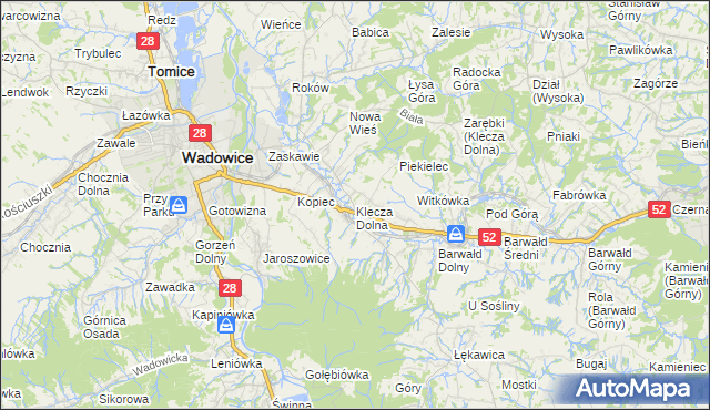 mapa Klecza Dolna, Klecza Dolna na mapie Targeo