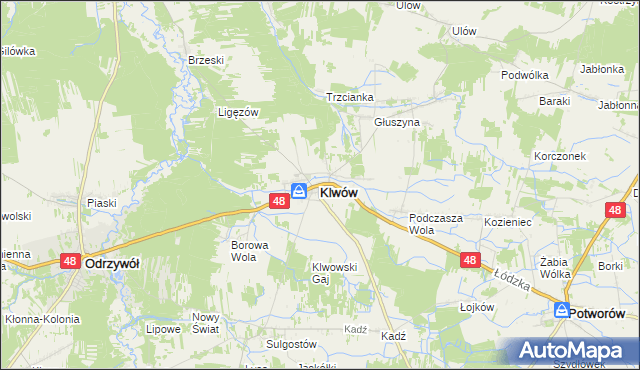 mapa Klwów, Klwów na mapie Targeo