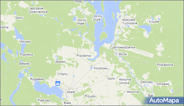 mapa Knieja gmina Karsin, Knieja gmina Karsin na mapie Targeo