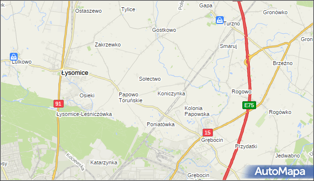 mapa Koniczynka, Koniczynka na mapie Targeo