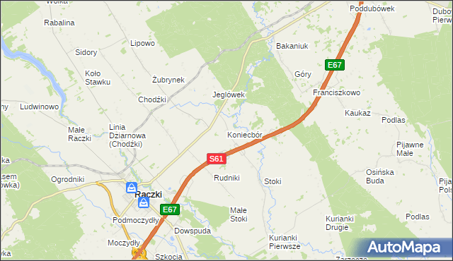 mapa Koniecbór, Koniecbór na mapie Targeo