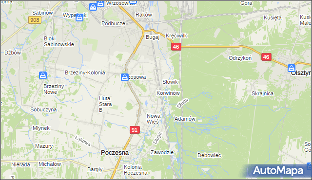 mapa Korwinów, Korwinów na mapie Targeo