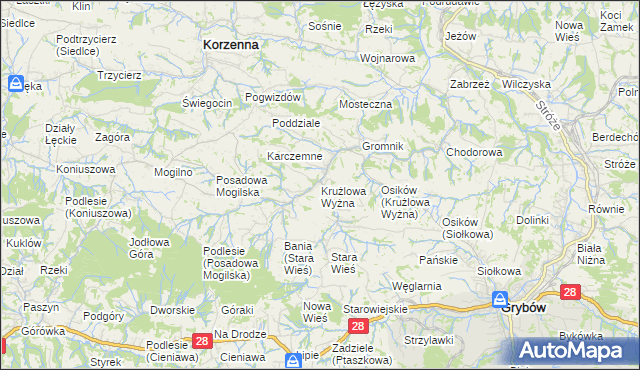 mapa Krużlowa Wyżna, Krużlowa Wyżna na mapie Targeo