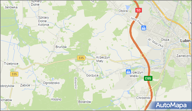 mapa Krzeczyn Mały, Krzeczyn Mały na mapie Targeo