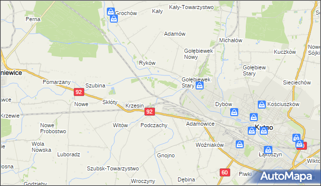 mapa Krzesinówek, Krzesinówek na mapie Targeo