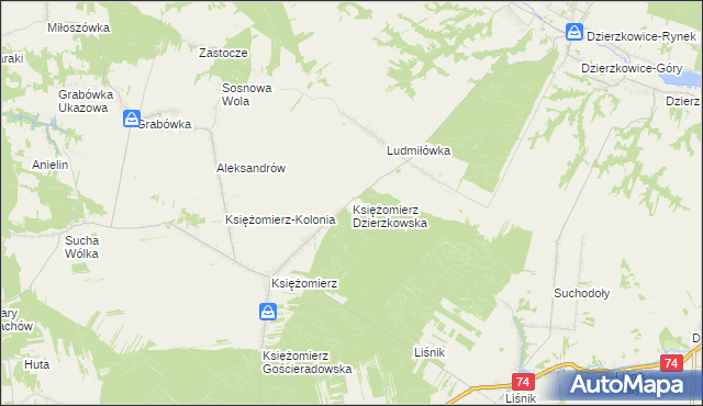 mapa Księżomierz Dzierzkowska, Księżomierz Dzierzkowska na mapie Targeo