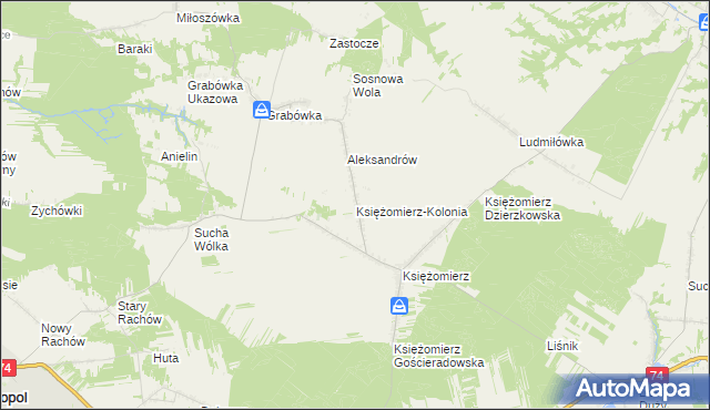 mapa Księżomierz-Kolonia, Księżomierz-Kolonia na mapie Targeo