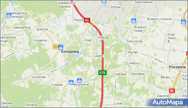 mapa Łaziec, Łaziec na mapie Targeo