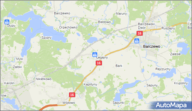 mapa Łęgajny, Łęgajny na mapie Targeo