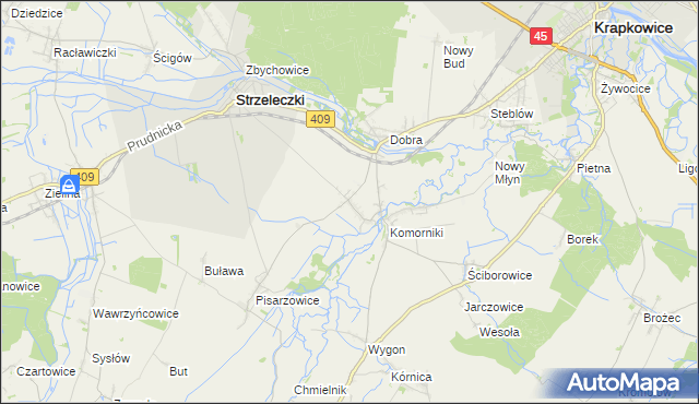 mapa Łowkowice gmina Strzeleczki, Łowkowice gmina Strzeleczki na mapie Targeo