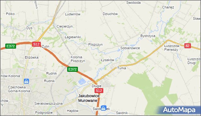 mapa Łysaków gmina Wólka, Łysaków gmina Wólka na mapie Targeo
