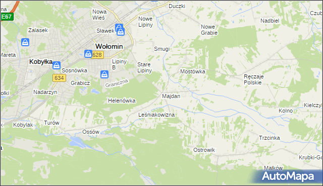 mapa Majdan gmina Wołomin, Majdan gmina Wołomin na mapie Targeo