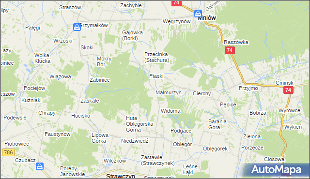 mapa Malmurzyn, Malmurzyn na mapie Targeo