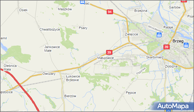 mapa Małujowice, Małujowice na mapie Targeo