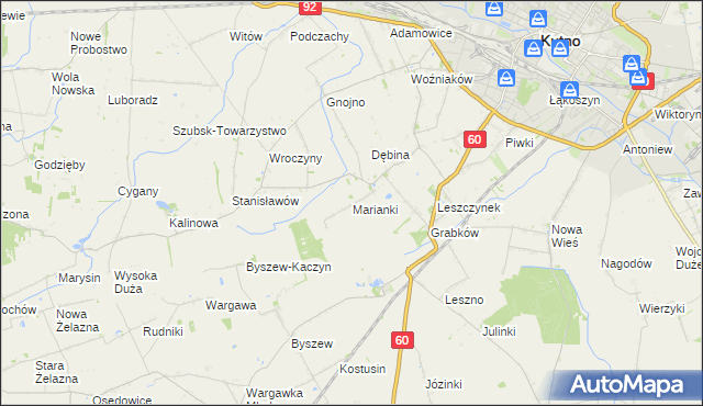 mapa Marianki gmina Kutno, Marianki gmina Kutno na mapie Targeo
