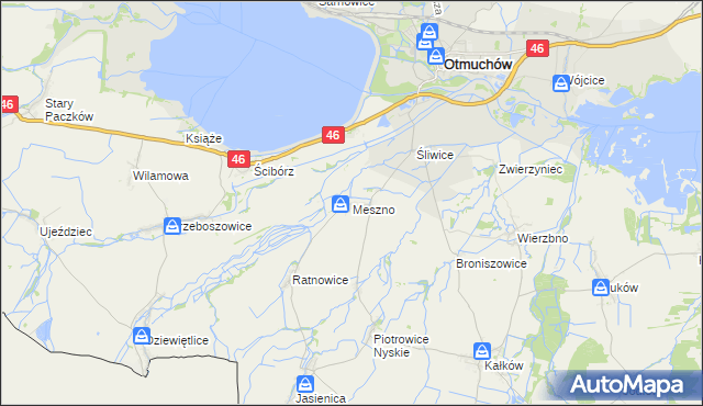 mapa Meszno gmina Otmuchów, Meszno gmina Otmuchów na mapie Targeo