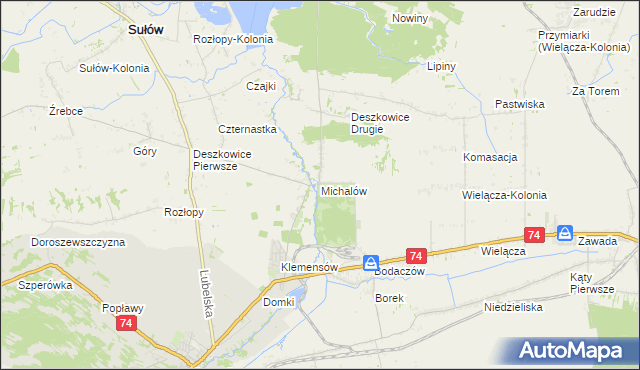 mapa Michalów gmina Sułów, Michalów gmina Sułów na mapie Targeo