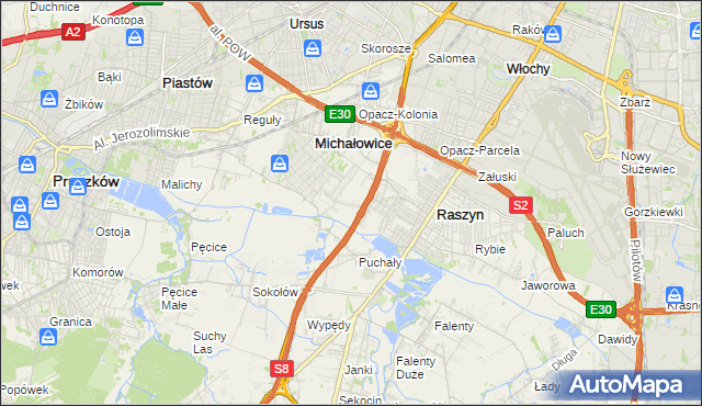 mapa Michałowice-Wieś, Michałowice-Wieś na mapie Targeo