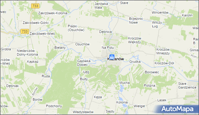 mapa Miechów gmina Kazanów, Miechów gmina Kazanów na mapie Targeo