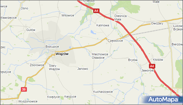 mapa Miechowice Oławskie, Miechowice Oławskie na mapie Targeo