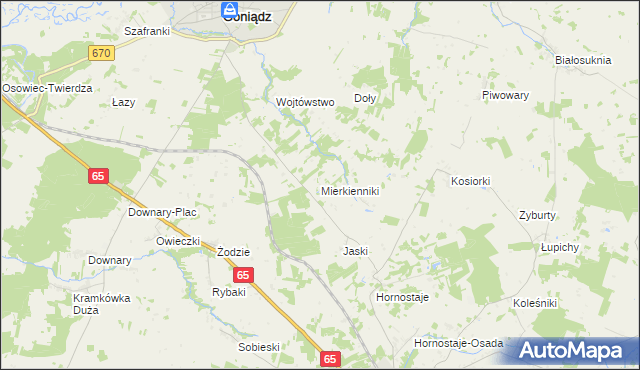 mapa Mierkienniki, Mierkienniki na mapie Targeo