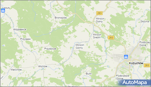 mapa Mirocin Górny, Mirocin Górny na mapie Targeo