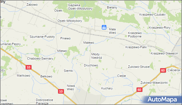 mapa Młody Niedróż, Młody Niedróż na mapie Targeo