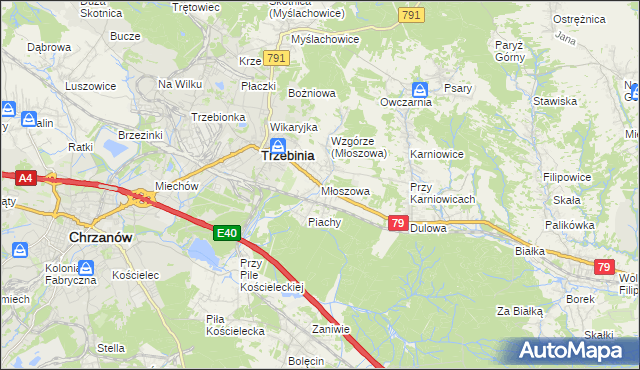 mapa Młoszowa, Młoszowa na mapie Targeo