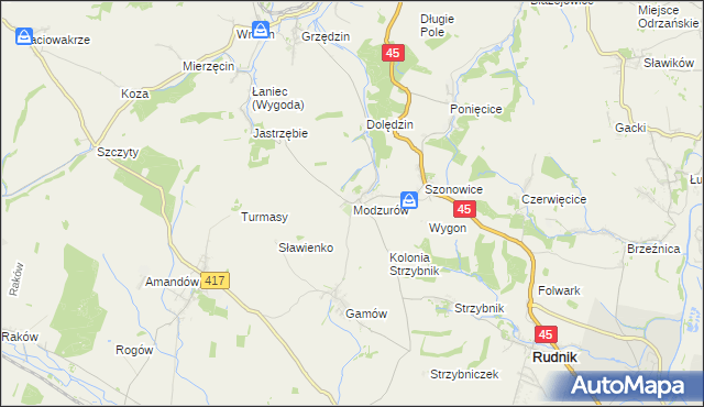 mapa Modzurów, Modzurów na mapie Targeo