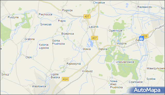 mapa Mokra gmina Biała, Mokra gmina Biała na mapie Targeo