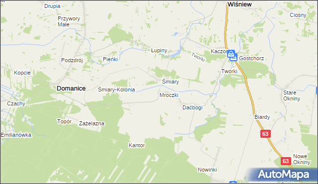 mapa Mroczki gmina Wiśniew, Mroczki gmina Wiśniew na mapie Targeo