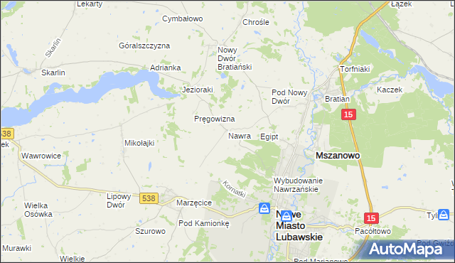 mapa Nawra gmina Nowe Miasto Lubawskie, Nawra gmina Nowe Miasto Lubawskie na mapie Targeo