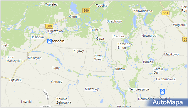 mapa Nowa Wieś gmina Ciechocin, Nowa Wieś gmina Ciechocin na mapie Targeo